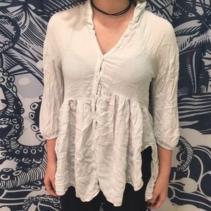 White airy button up